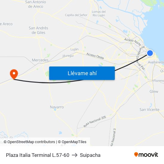 Plaza Italia Terminal L.57-60 to Suipacha map