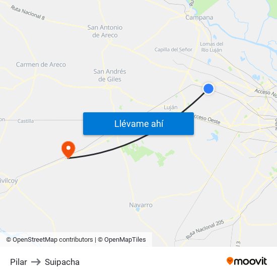 Pilar to Suipacha map