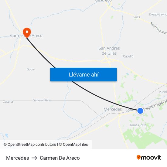 Mercedes to Carmen De Areco map