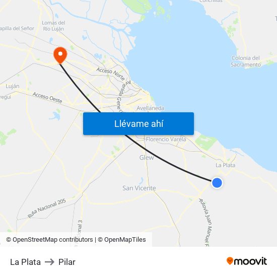 La Plata to Pilar map
