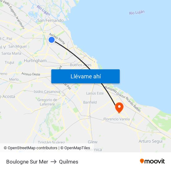Boulogne Sur Mer to Quilmes map