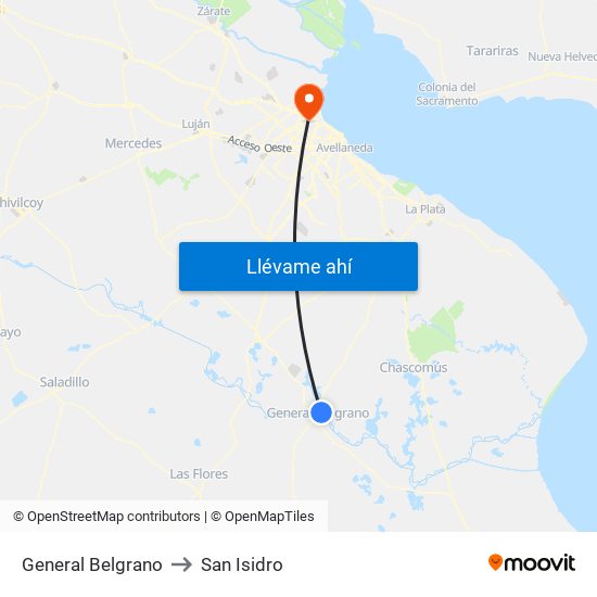 General Belgrano to San Isidro map