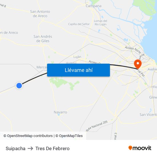Suipacha to Tres De Febrero map
