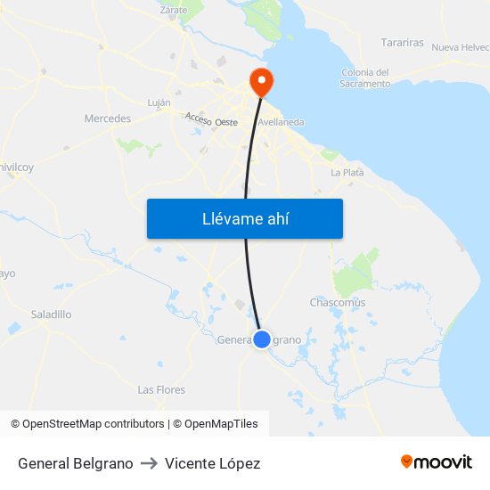 General Belgrano to Vicente López map
