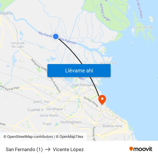 San Fernando (1) to Vicente López map