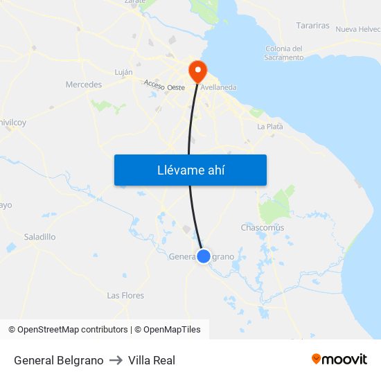 General Belgrano to Villa Real map