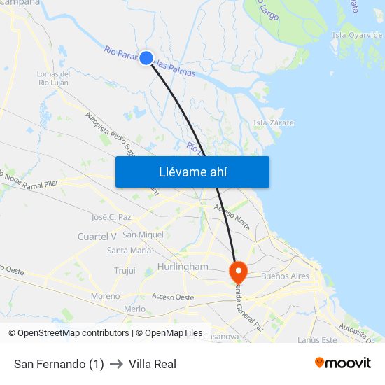 San Fernando (1) to Villa Real map