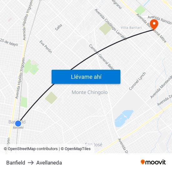 Banfield to Avellaneda map