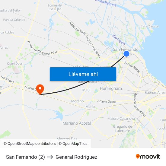 San Fernando (2) to General Rodríguez map