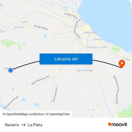 Navarro to La Plata map