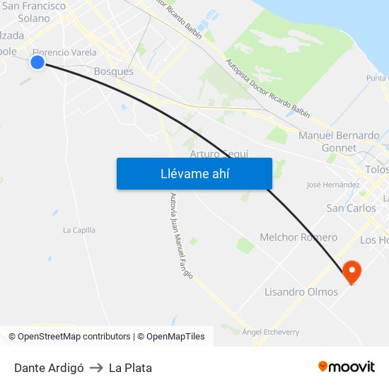 Dante Ardigó to La Plata map