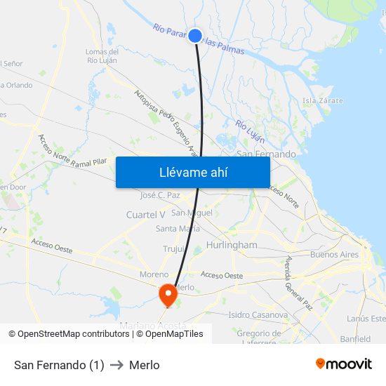 San Fernando (1) to Merlo map