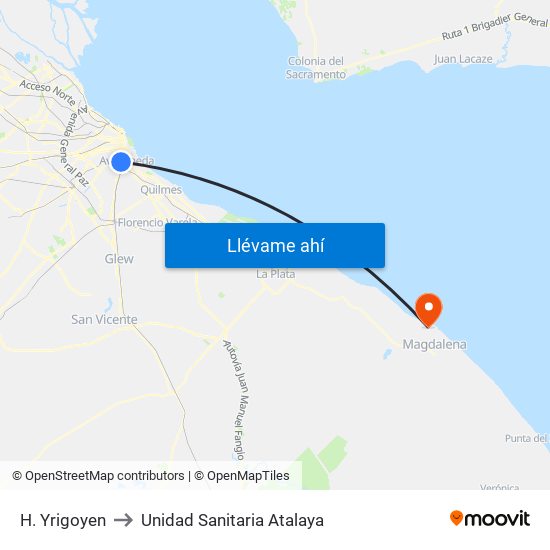 H. Yrigoyen to Unidad Sanitaria Atalaya map