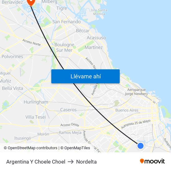 Argentina Y Choele Choel to Nordelta map