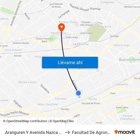 Aranguren Y Avenida Nazca (172) to Facultad De Agronomía map