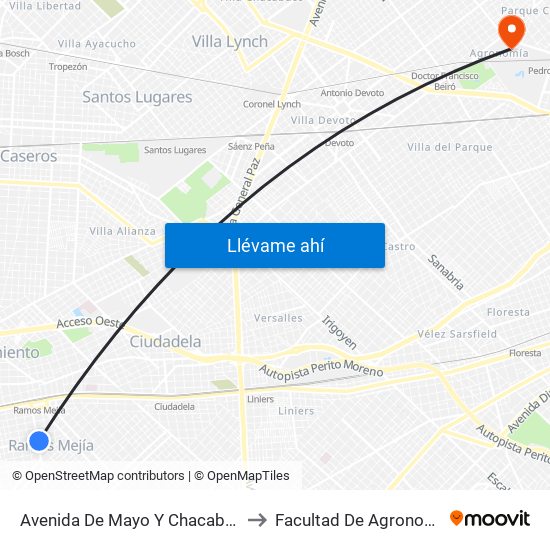 Avenida De Mayo Y Chacabuco to Facultad De Agronomía map