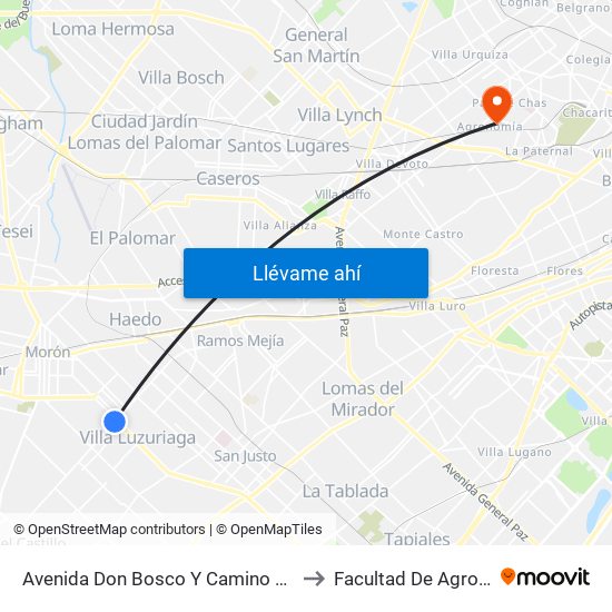 Avenida Don Bosco Y Camino De Cintura to Facultad De Agronomía map