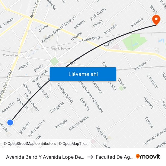 Avenida Beiró Y Avenida Lope De Vega (80 - 146) to Facultad De Agronomía map