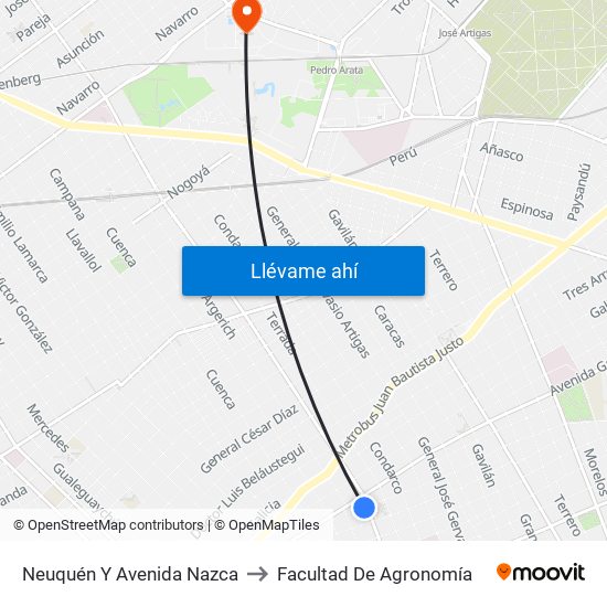 Neuquén Y Avenida Nazca to Facultad De Agronomía map