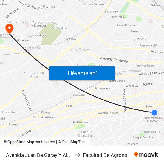 Avenida Juan De Garay Y Alberti to Facultad De Agronomía map
