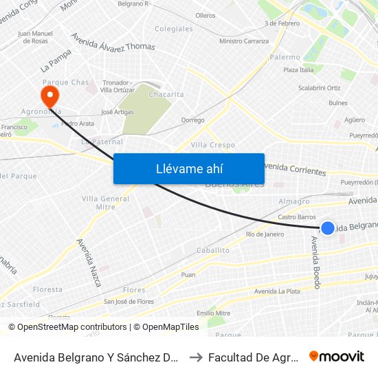 Avenida Belgrano Y Sánchez De Loria (84) to Facultad De Agronomía map