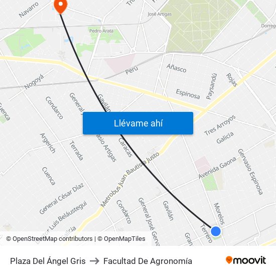 Plaza Del Ángel Gris to Facultad De Agronomía map