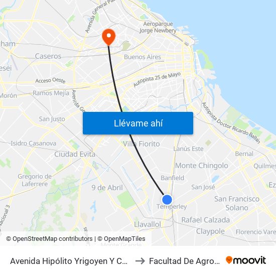 Avenida Hipólito Yrigoyen Y Colombres to Facultad De Agronomía map