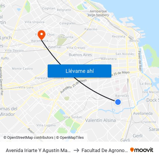 Avenida Iriarte Y Agustín Magaldi to Facultad De Agronomía map