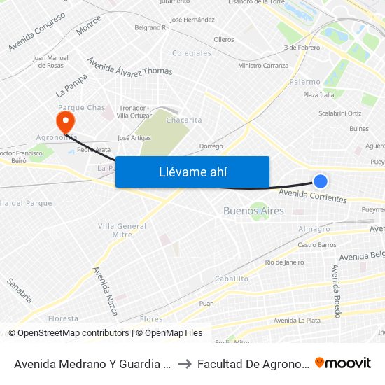 Avenida Medrano Y Guardia Vieja to Facultad De Agronomía map