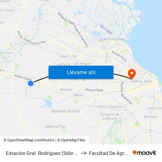 Estación Gral. Rodríguez (Sólo Descenso) to Facultad De Agronomía map