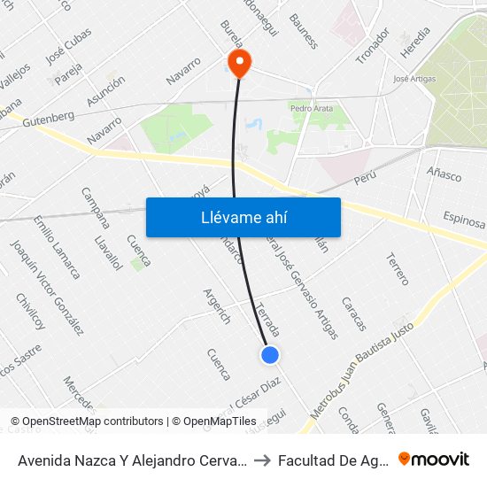 Avenida Nazca Y Alejandro Cervantes (84 - 110) to Facultad De Agronomía map