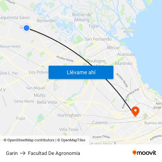 Garin to Facultad De Agronomía map