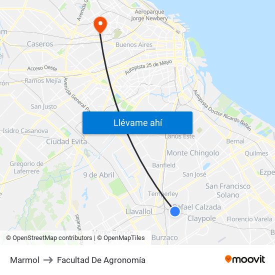 Marmol to Facultad De Agronomía map