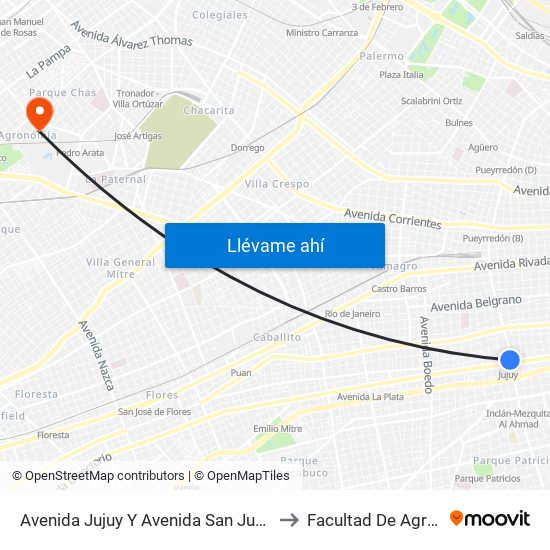 Avenida Jujuy Y Avenida San Juan (62 - 118) to Facultad De Agronomía map