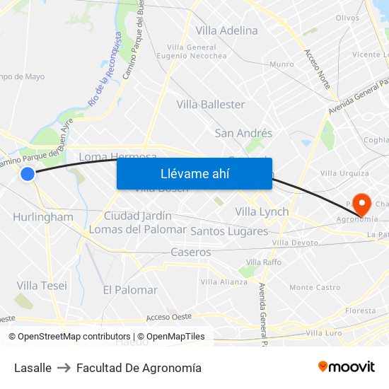 Lasalle to Facultad De Agronomía map