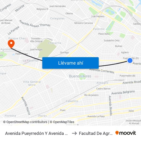 Avenida Pueyrredón Y Avenida Córdoba (41) to Facultad De Agronomía map