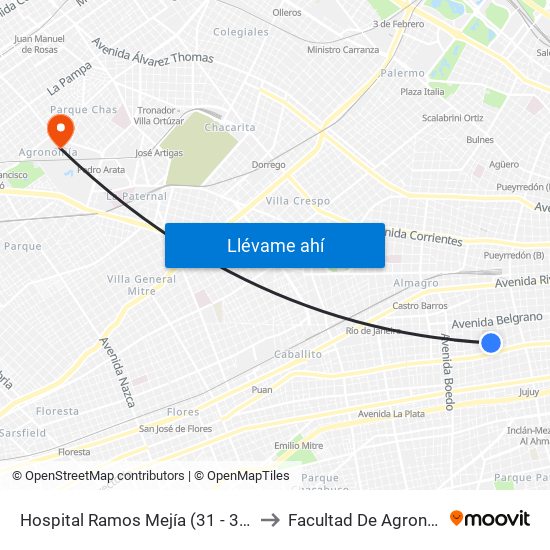 Hospital Ramos Mejía (31 - 32 - 41) to Facultad De Agronomía map