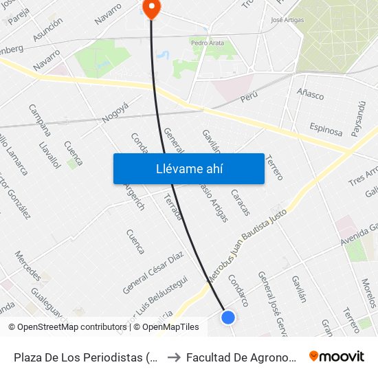 Plaza De Los Periodistas (53) to Facultad De Agronomía map