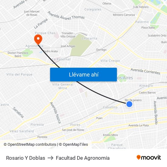 Rosario Y Doblas to Facultad De Agronomía map