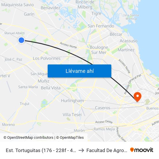 Est. Tortuguitas (176 - 228f - 448 - 501) to Facultad De Agronomía map