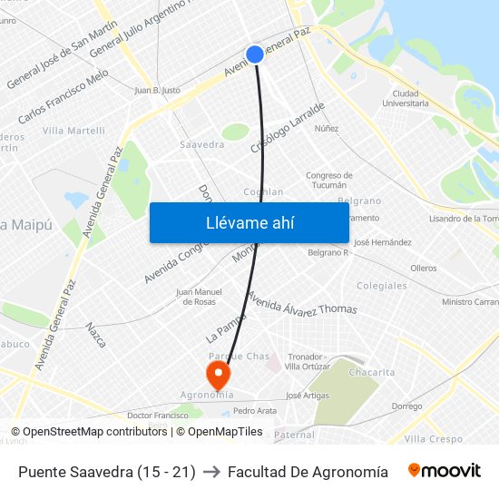 Puente Saavedra (15 - 21) to Facultad De Agronomía map