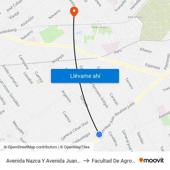 Avenida Nazca Y Avenida Juan B. Justo to Facultad De Agronomía map