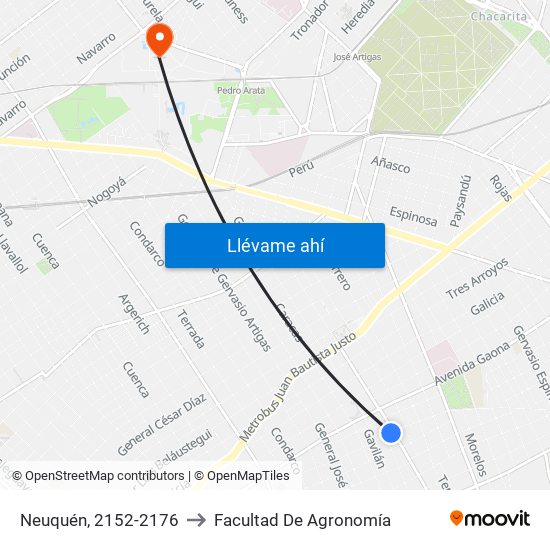 Neuquén, 2152-2176 to Facultad De Agronomía map