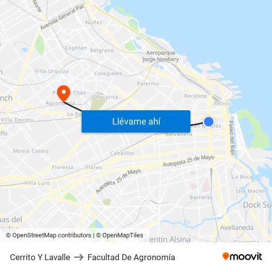 Cerrito Y Lavalle to Facultad De Agronomía map