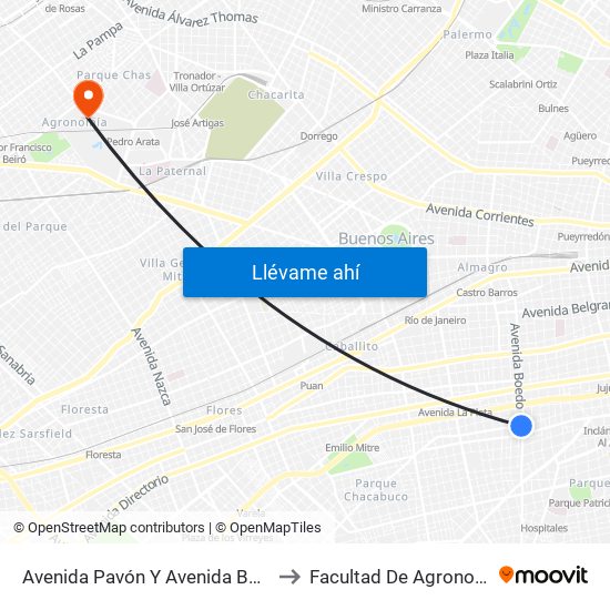 Avenida Pavón Y Avenida Boedo to Facultad De Agronomía map