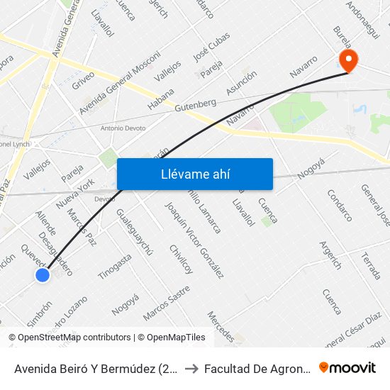 Avenida Beiró Y Bermúdez (25 - 85) to Facultad De Agronomía map