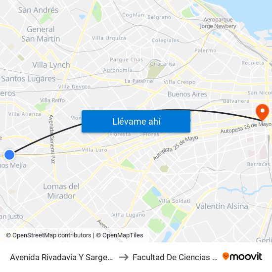 Avenida Rivadavia Y Sargento Cabral to Facultad De Ciencias Sociales map
