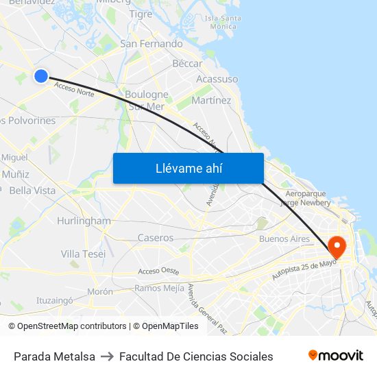 Parada Metalsa to Facultad De Ciencias Sociales map