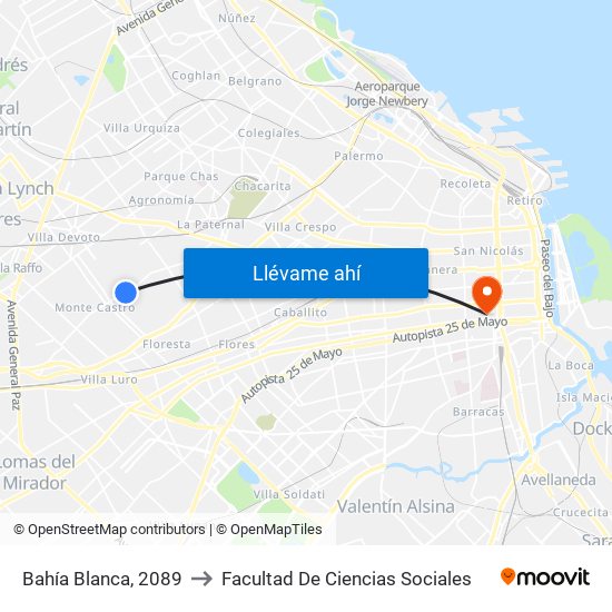 Bahía Blanca, 2089 to Facultad De Ciencias Sociales map