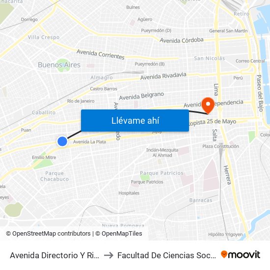 Avenida Directorio Y Riglos to Facultad De Ciencias Sociales map